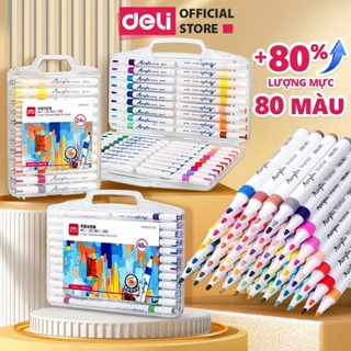 [THÊM 80% MỰC]  Bút Sơn Acrylic Marker Deli Chính Hãng  -12/24/36/48/64/80 Màu Trên Mọi Chất Liệu DIY Vẽ Giày Vải Chai