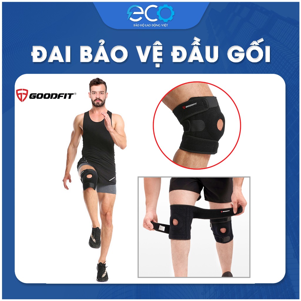 Băng gối thể thao GoodFit GF515K – 3 đai dán cố định, hỗ trợ khớp gối, tập gym, chạy bộ