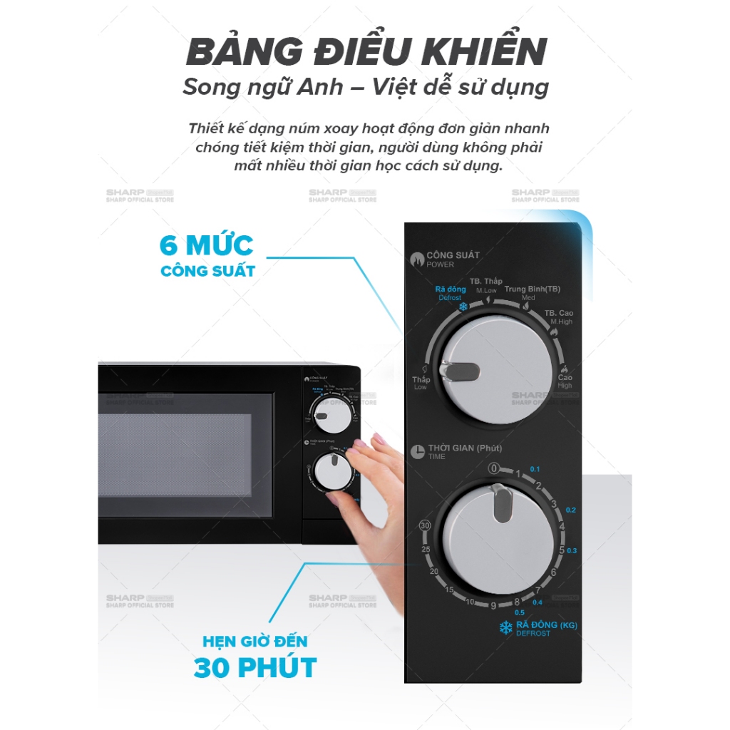 Lò Vi Sóng Sharp 20 Lít R-208VN-WS, [700W, 6 Mức Công Suất, Bảng Điều Khiển Anh – Việt Dễ Sử Dụng] - Bảo Hành 12 Tháng | BigBuy360 - bigbuy360.vn