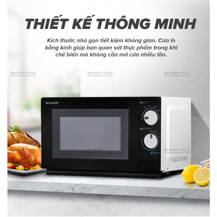 Lò Vi Sóng Sharp 20 Lít R-208VN-WS, [700W, 6 Mức Công Suất, Bảng Điều Khiển Anh – Việt Dễ Sử Dụng] - Bảo Hành 12 Tháng | BigBuy360 - bigbuy360.vn