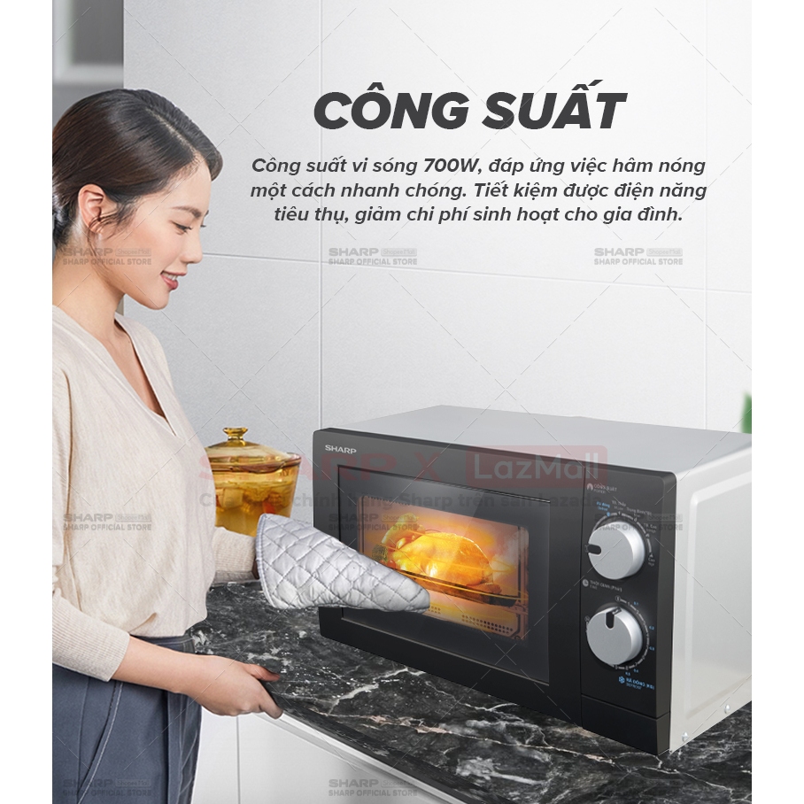Lò Vi Sóng Sharp 20 Lít R-208VN-WS, [700W, 6 Mức Công Suất, Bảng Điều Khiển Anh – Việt Dễ Sử Dụng] - Bảo Hành 12 Tháng | BigBuy360 - bigbuy360.vn