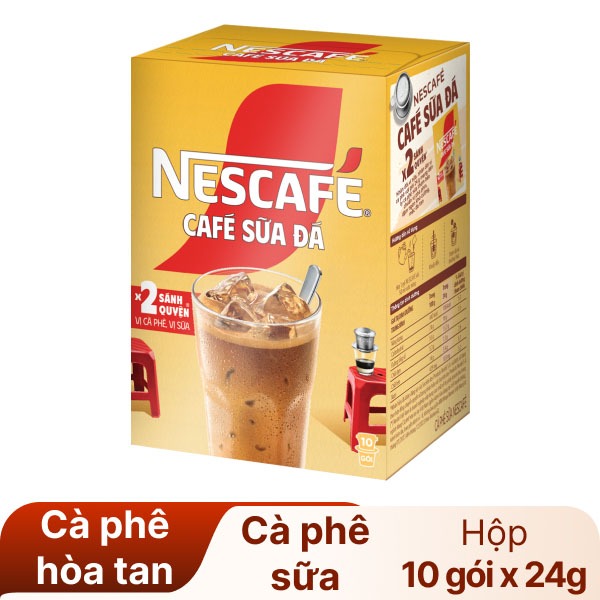 Nescafe Cafe sữa đá 240g (Hộp 10 gói x 24 g)