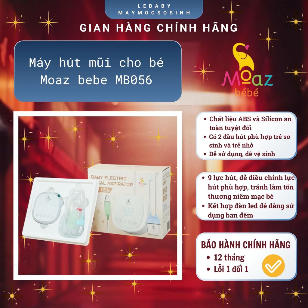 Máy hút mũi cho bé Moaz bebe MB056 bảo hành chính hãng 12 tháng