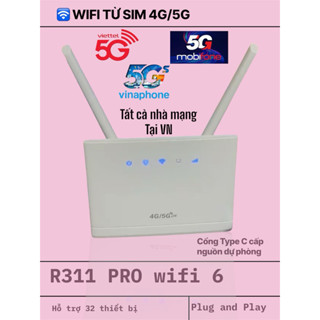 Phát wifi từ Sim 4G/5G cắm điện R311 PRO (bản WIFI 6 ) ,hỗ trợ 32 thiết bị, có cổng type C