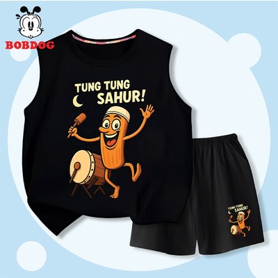 Quần áo trẻ em bé trai BOBDOG set mặc hè vải cotton co giãn in hình TUNG TUNGTUNG SAHUR BD-KS328