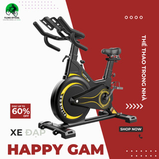 Xe đạp thể thao FUJIKO OFFICIAL HAPPY GAM bánh đà kháng từ, đồng hồ đo nhịp tim