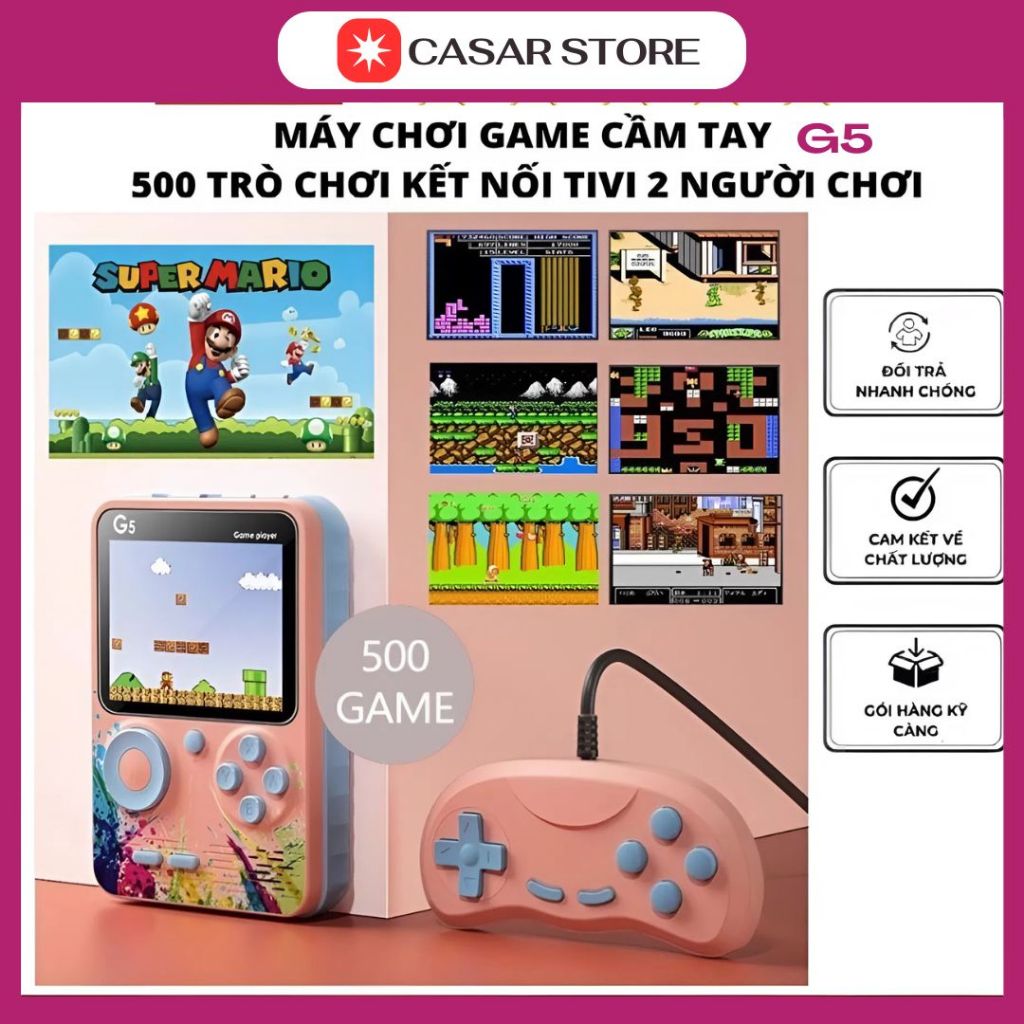 Máy Chơi Game Cầm Tay 500 Trò Chơi G5 - 2 Người Sử Dụng Kết Nối Tivi Âm Thanh Hình Ảnh Rõ Nét