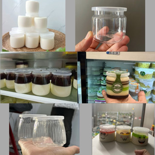combo 100 Hủ + nắp + tem nhựa TRONG suốt - HD ĐỤC 80ml 100ml /120ml /150ml tròn vuông, trắng sữa ,sữa chua panna cotta