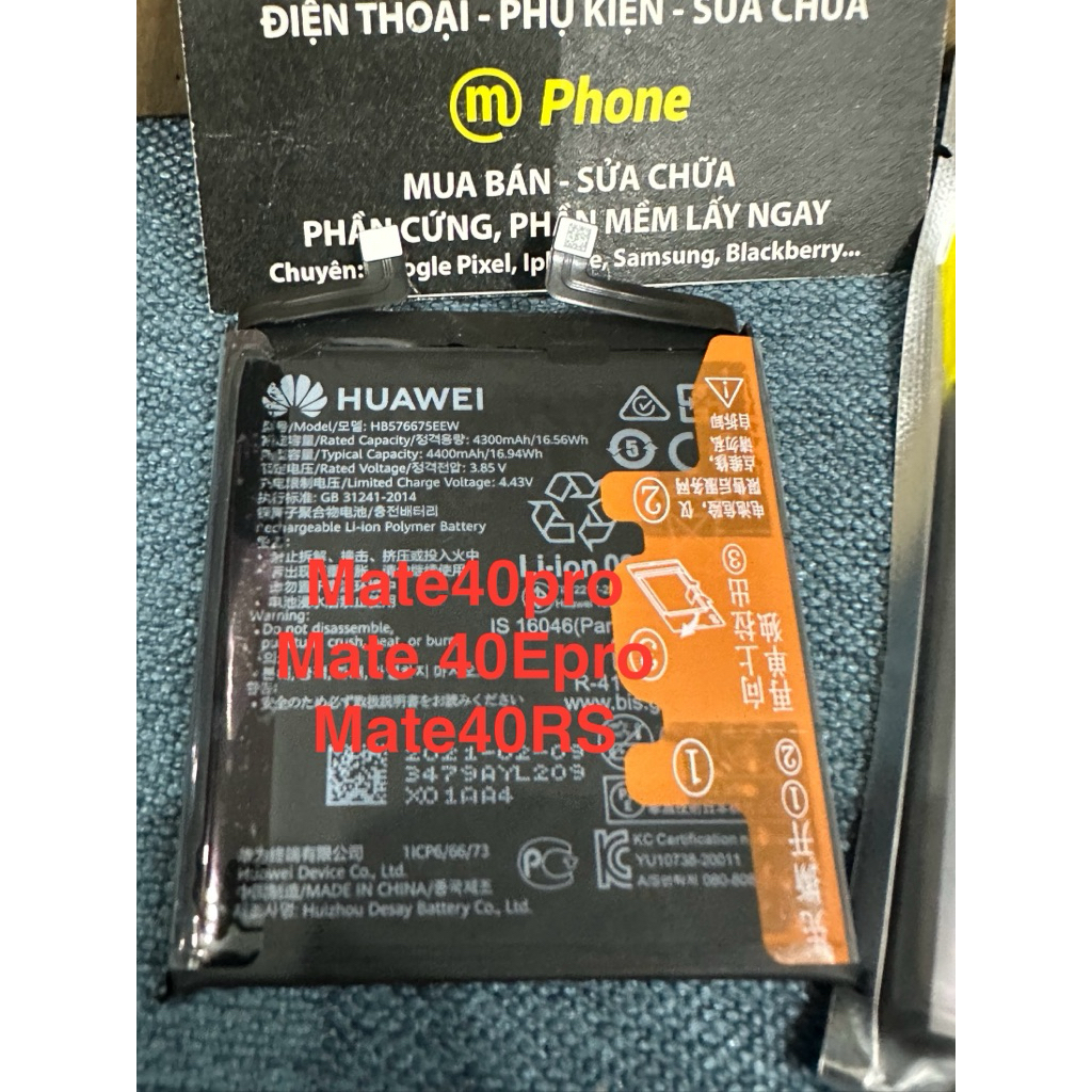 Pin Huawei Mate 40 Pro, Mate 40 Pro Plus, Mate 40 RS, HB576675EEW zin công ty - 4300, 4400mAh