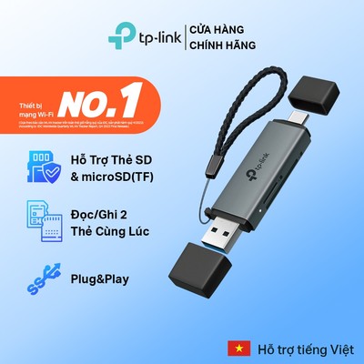 Đầu Đọc Thẻ Nhớ TP-Link UA430D | Cổng USB Type-C & Type-A | Hỗ Trợ SD/microSD | Chuẩn USB 3.0 Tốc Độ Cao