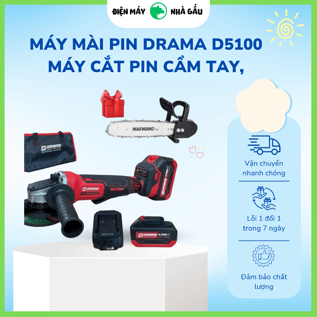 Máy Mài Pin DRAMA D5100 Máy Cắt Pin Cầm Tay, Công Tắc Bóp Có Chốt An Toàn