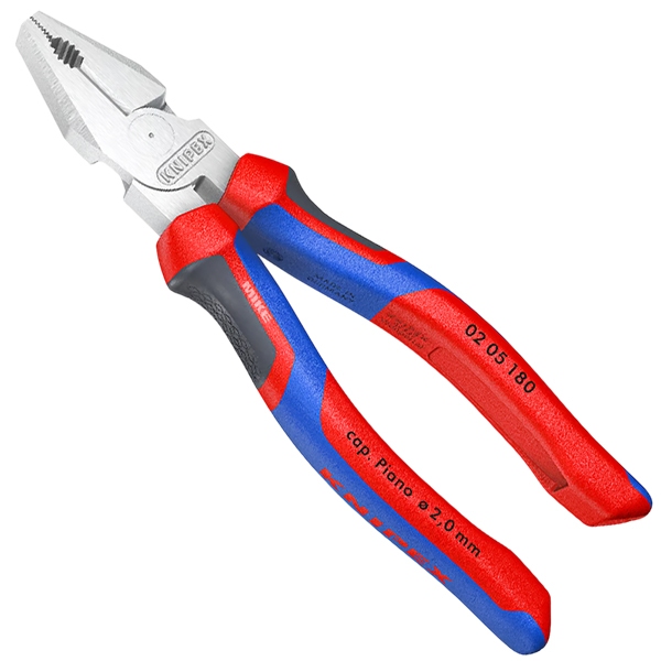 Kìm đa năng Knipex 02 05 180, size 180mm, cán bọc nhựa đa màu, mạ chrome. Knipex - Germany
