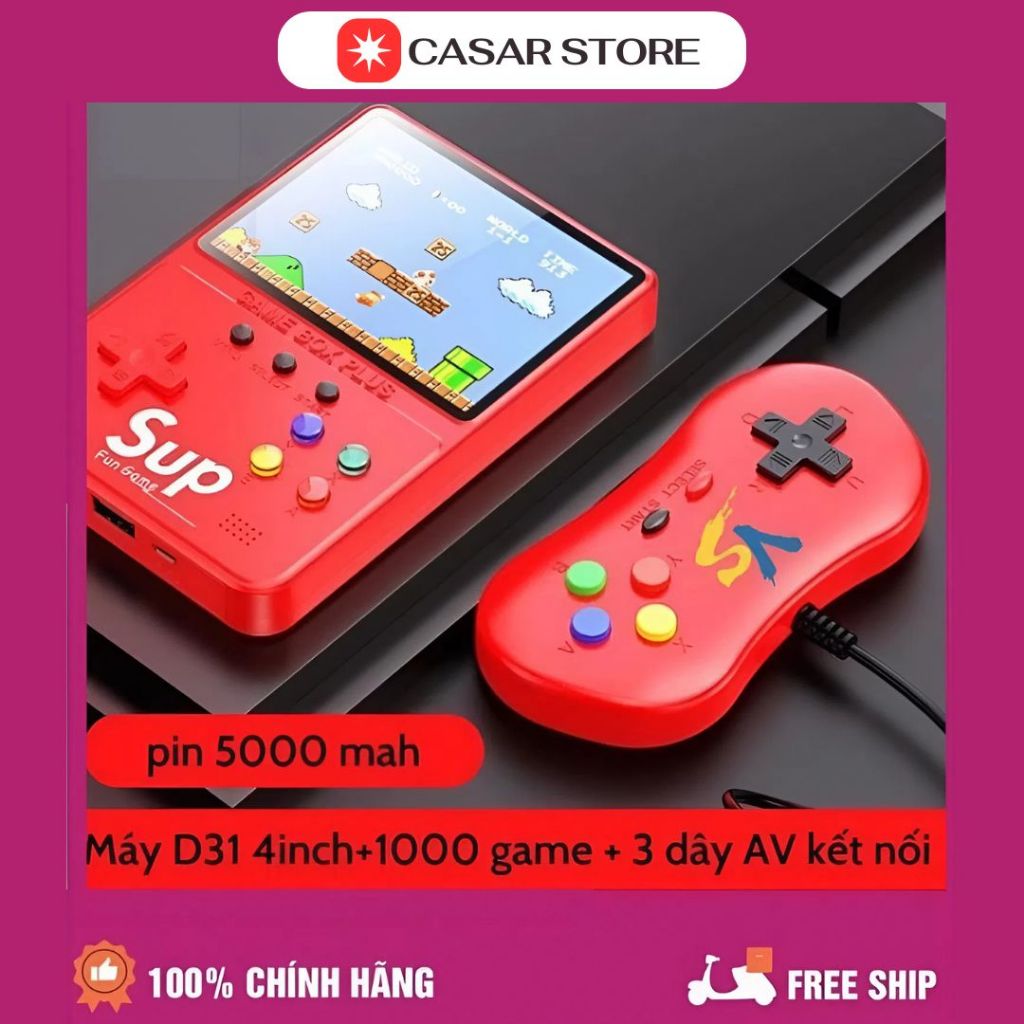 Máy chơi game cầm tay D31 plus, kiêm sạc dự phòng, màn hình lớn 4.0 Full HD sắc nét