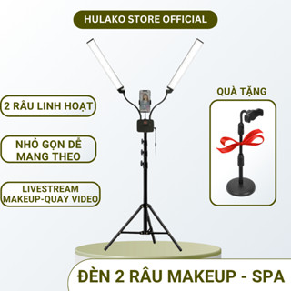 Đèn 2 Râu Trợ Sáng Spa HULAKO Trợ Sáng Livestream, Phun Xăm, Spa, Điểu Chỉnh 3 Màu Sáng, 2 nhánh linh hoạt, chân cao cấp