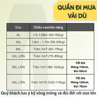 QUẦN ĐI MƯA VẢI DÙ CÓ BIG SIZE