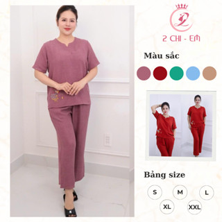 Set đồ bộ trung niên đũi vân mây Ms45 – Dáng suông thanh lịch, mặc mát cả ngày cho mẹ yêu