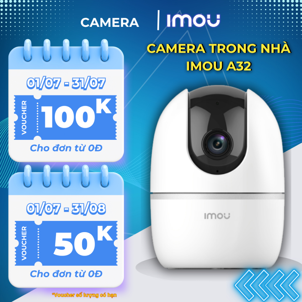 Camera Imou A32,camera wifi trong nhà Độ Phân Giải 3mp, Xoay 360 Độ, Đàm Thoại 2 Chiều,  Thanh Cảnh Báo Còi Hú