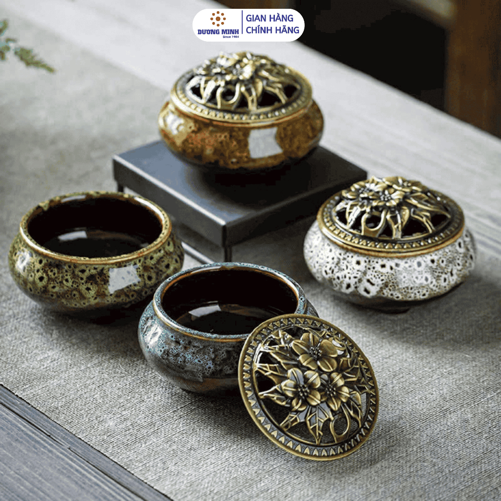 Lư xông trầm Dương Minh lư thác trầm nhiều mẫu bằng gốm sứ, hợp kim và composite