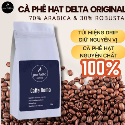 [Perfetto Coffee] Cà phê hạt nhập khẩu Caffe Roma 70% Arabica & 30% Robusta (250g) - Cà phê nguyên chất