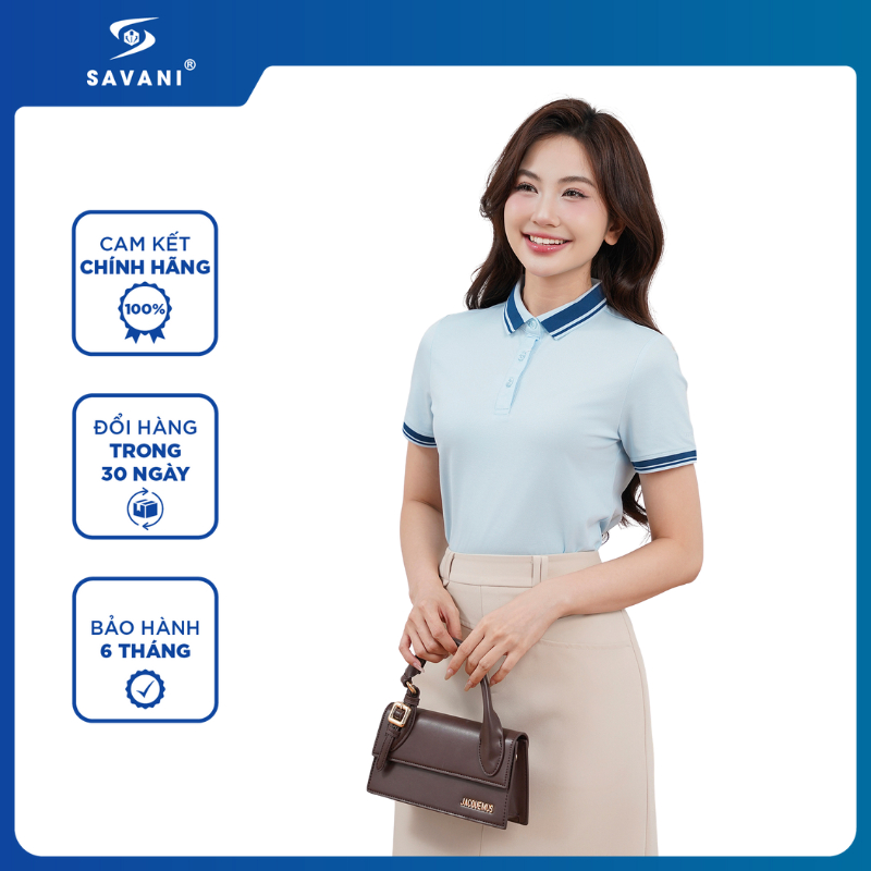 Áo Polo Nữ SAVANI Cao Cấp, Áo Thun Đồng Phục Chất Liệu Cotton Mềm Mại, Thoảng Khí WPU022S5