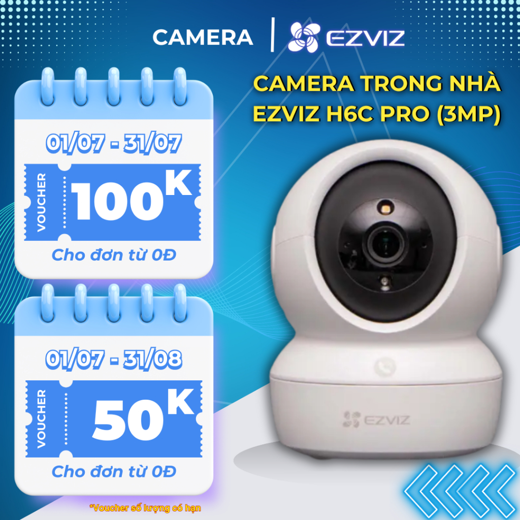 Camera EZVIZ C6N 3MP, xoay 360 theo chuyển động, camera trong nhà đàm thoại 2 chiều, cảnh báo còi hú