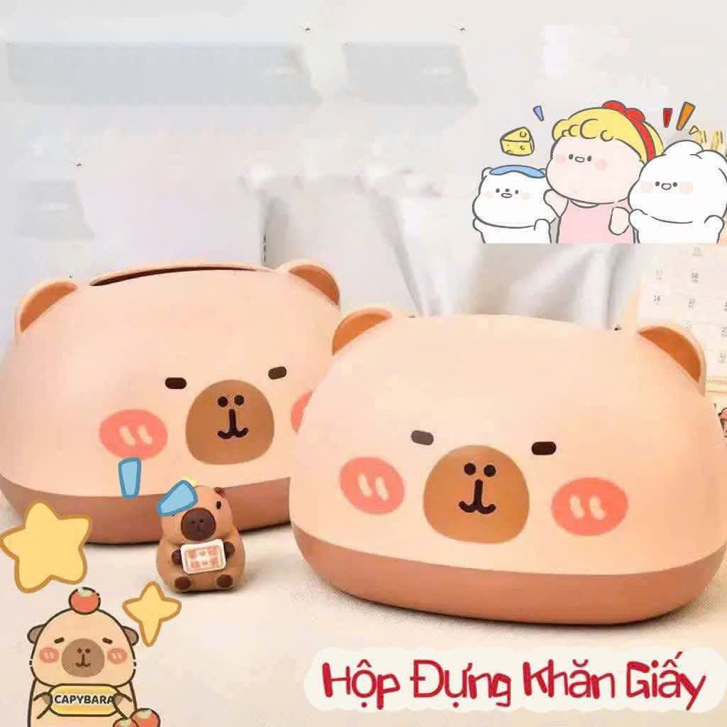 Hộp Đựng Khăn Giấy Capybara, Hộp Đựng Khăn Hoạt Hình Dễ Thương, Đồ Decor Phòng