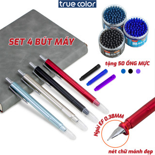  COMBO 4 Bút Máy Cao Cấp + 50 Ngòi Mực Thay Thế - Mực Không Xóa Được - Bút Luyện Viết Chữ Đẹp Học Sinh Bút Ký Văn Phòng 
