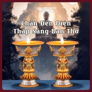 Đèn Thờ Điện, Chân Đèn Thờ Composite Cao Cấp [Đại Lạc] Chân Đèn Cúng Dường Điện Kèm Sạc