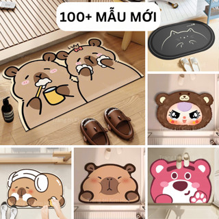 Thảm lau chân bali 100 mẫu thiết kế độc quyền 2024 thảm chùi chân hình thú capybara labubu 40x60cm Kim Huệ X01