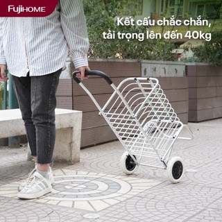  Xe kéo mini gập gọn FUJIHOME Nhập khẩu SC-250NEW2 Xe đi chợ khung hợp kim bánh cao su chống trượt đẩy hàng êm ái 