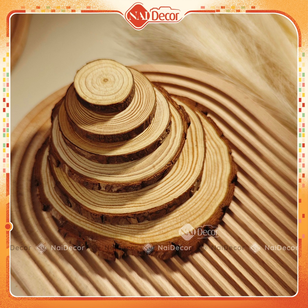 [Phụ kiện chụp ảnh] Lát gỗ, khoanh gỗ trang trí nhiều kích thước Nai Decor dùng để trang trí, phụ kiện chụp ảnh