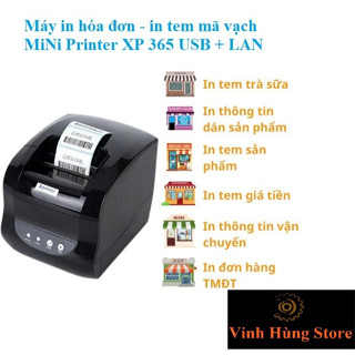 Máy in mã vạch, tem trà sũa,hóa đơn tính tiền MiNi Printer 365B - Bảo hành 12 tháng