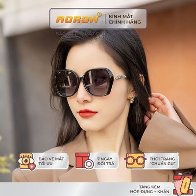 Kính Mát Oversize Nữ AORON Phân Cực Thời Trang Cao Cấp Gọng Kính To Đính Đá Sang Trọng AK261