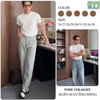 Quần Jean Nam Ống Suông Rộng Màu Mới XANH WASH BẠC ,Xám Trầm Smoke ,Retro Phong Cách Menwear - HELLOYOU