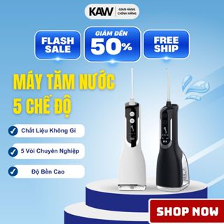 Máy tăm nước KAW - 5 Chế Độ Phun, Dung Tích 330ml, Kháng Nước IPx7, Kèm 5 Phụ Kiện
