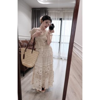 Set đi biển nàng thơ áo tay cánh tiên rút eo đan dây lưng điệu đà mix chân váy A