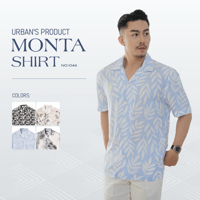 Áo Sơ Mi Nam Cộc Tay Họa Tiết URBAN, Vải Cotton Mềm Mịn, Thoáng Khí, Dáng Relaxed Vừa Vặn NO 1044
