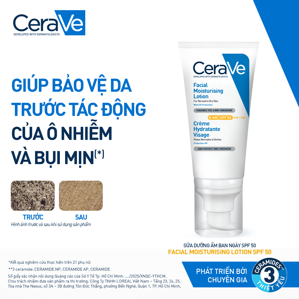Sữa chống nắng dưỡng ẩm phục hồi SPF50 CeraVe AM Facial Moisturising Lotion SPF50 52ml | BigBuy360 - bigbuy360.vn