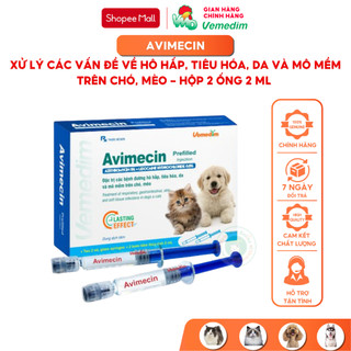 Vemedim Avimecin ống dung dịch t-iêm dùng cho chó và mèo hỗ trợ hô hấp, 2 ống 2ml/hộp