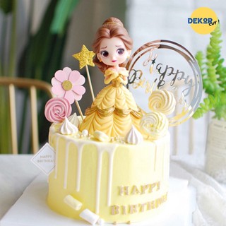 Công chúa váy vàng trang trí bánh kích thước 13cm