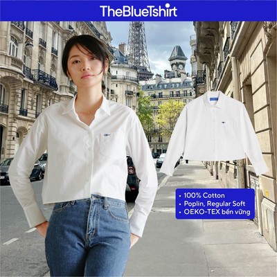TheBlueTshirt - Áo sơ mi croptop tay dài măng sét kiểu Pháp - Paris Crop Shirt