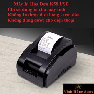  Máy in hóa đơn in bill siêu thị nhà hàng MiNi Printer K58 bản USB dành cho Máy Tính 