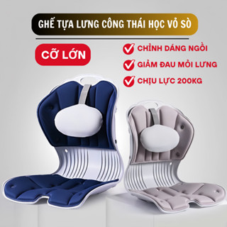Ghế bệt tựa lưng vỏ sò có gối tựa giảm đau lưng, chỉnh dáng ngồi, chống cong vẹo cột sống, tựa lưng ghế có đệm CTH-01
