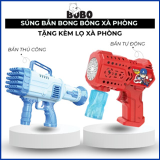 Máy bắn bóng bóng xà phòng, đồ chơi trung thu bắn bong bóng cho bé tặng kèm lọ nước xà phòng khay đựng