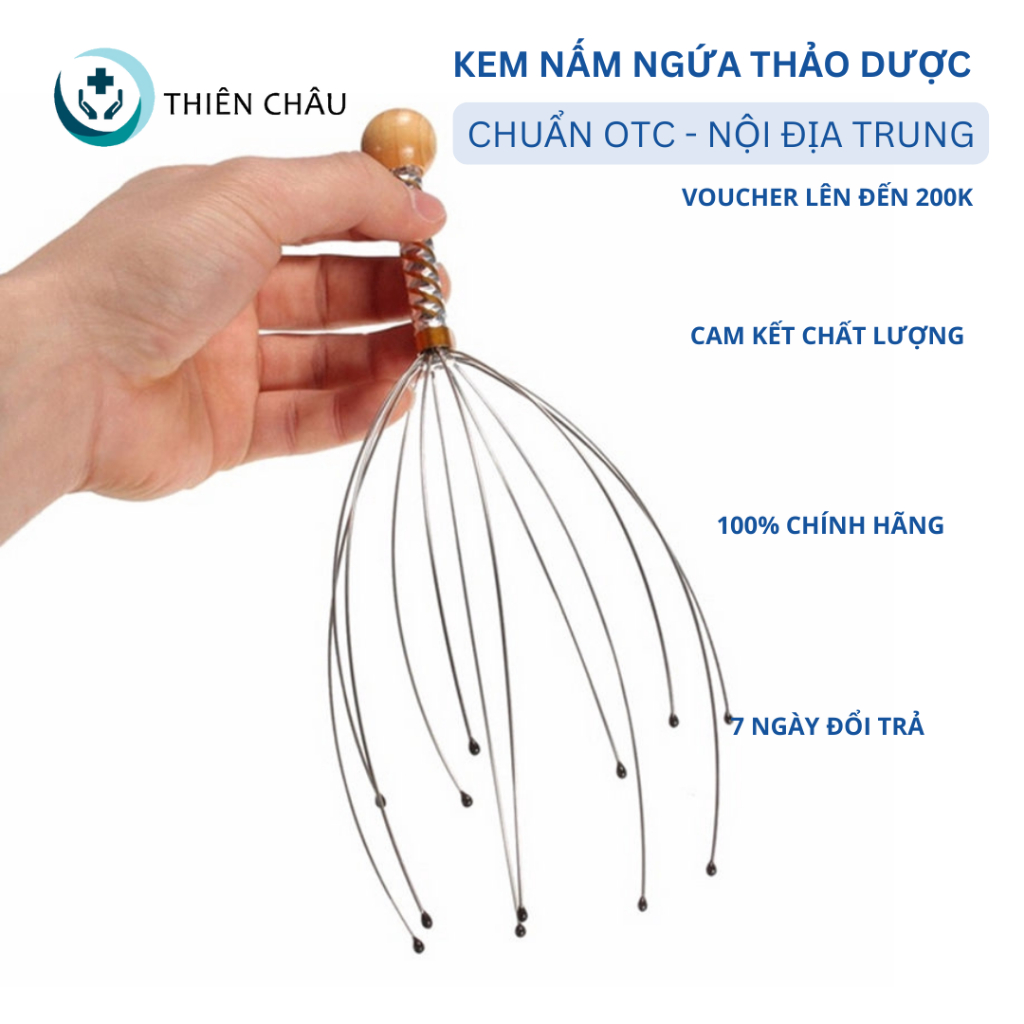 Cây Gãi Đầu Hình Bạch Tuộc, Dụng Cụ Massage Đầu Cầm Tay 12 Nhánh Châm Cứu Giúp Tuần Hoàn Máu.