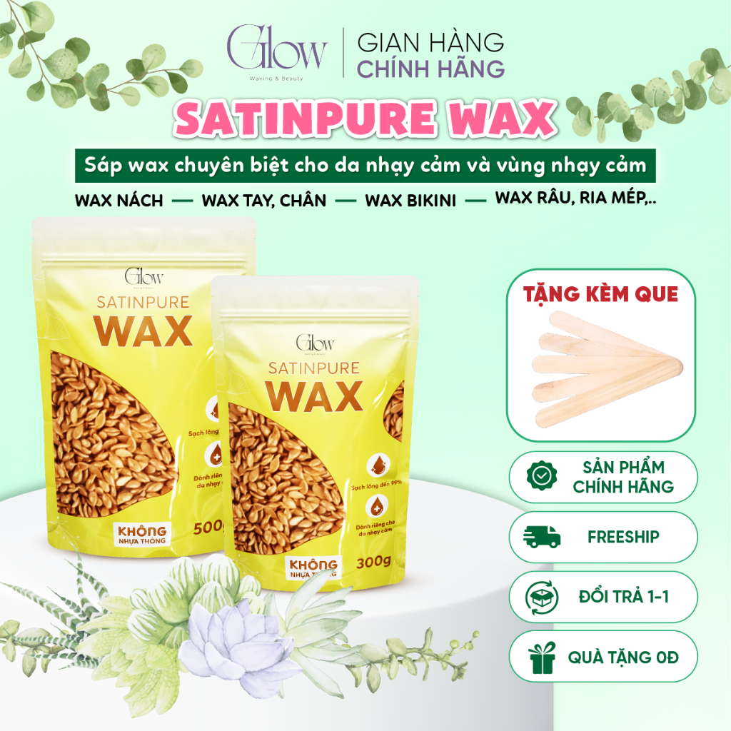 Sáp Wax SATINPURE GLOWWAXING Túi 500Gr Cao Cấp Hình Giọt Nước Chuyên Dùng Cho Da Nhạy Cảm Nách, Bi
