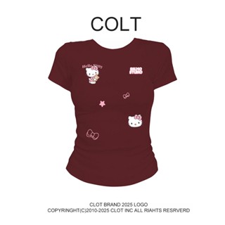 áo thun nữ ôm body Hello Kitty áo đỏ baby tee mùa hè áo phông hàn  CLOT áo thun local brand