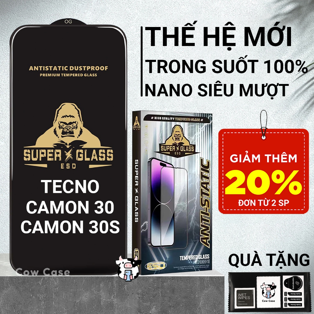 Cường lực Tecno Camon 30, 30s full màn | Miếng dán kính bảo vệ màn hình cho Techno Cowcase