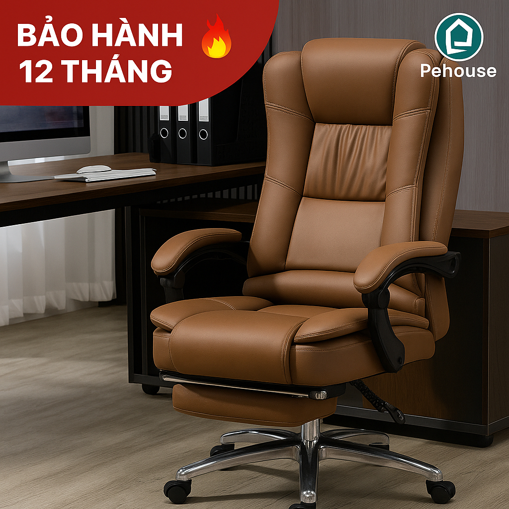 Ghế Xoay Giám Đốc Dùng Văn Phòng Cho Giám Đốc Nhập Khẩu Bảo Hành 6 Tháng Đệm Ngồi Dày Dặn Ôm Người Ghế Có Tựa Chân