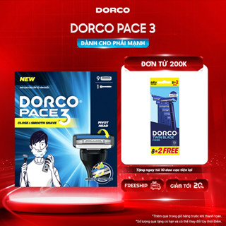 Dao Cạo Râu Hàn Quốc 3 Lưỡi DORCO PACE 3 - (GIFT)TRA4009 - HộP 1 Cán và 9 Đầu Cạo